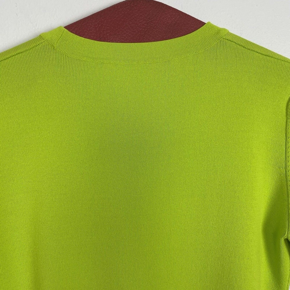 Vintage 90’s Lime Green Stretch Knit Short Sleeve Top S/M - Picture 7 of 10